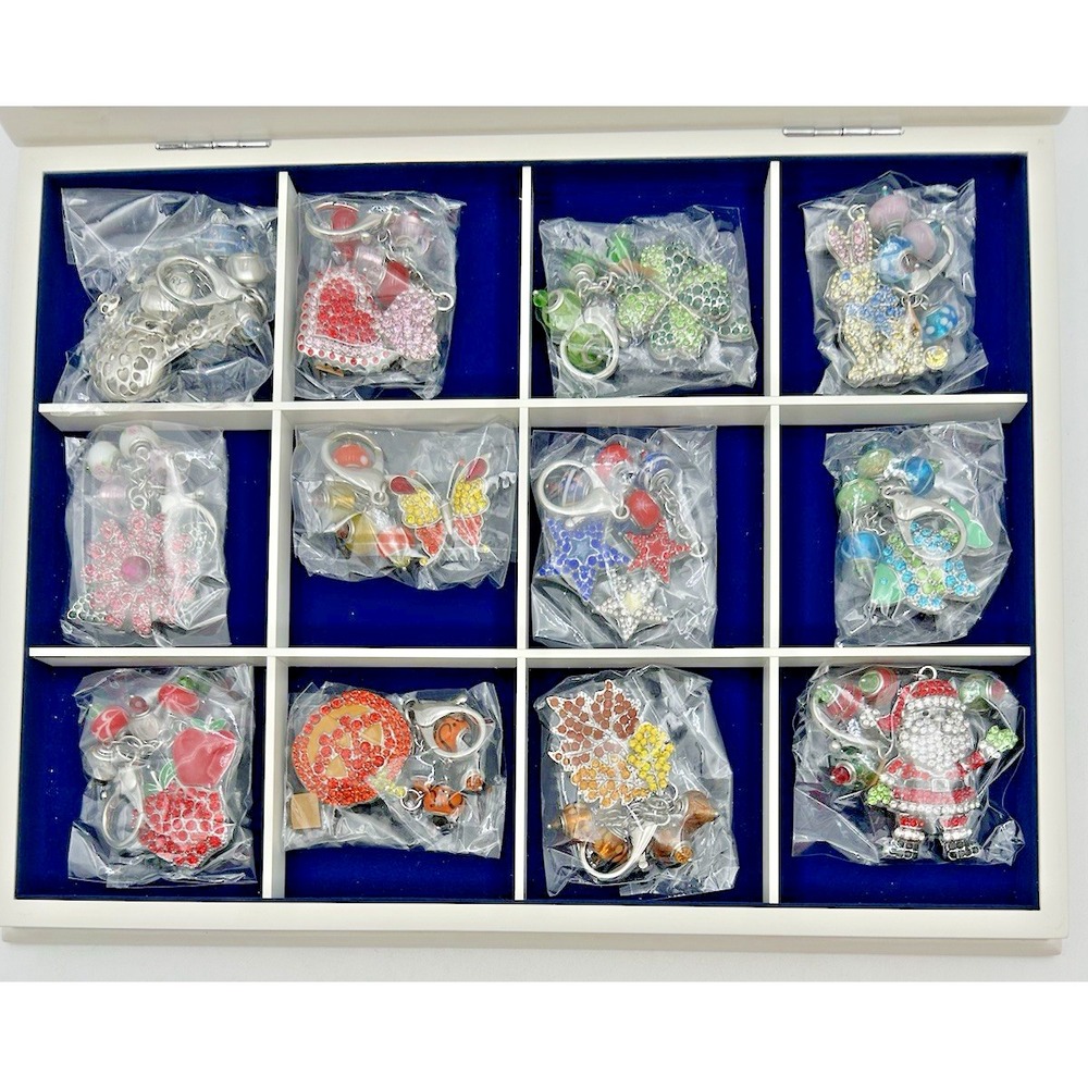 Willabee and Ward 12-Month Holiday Purse Charm Keychain Complete Set W/Case RARE